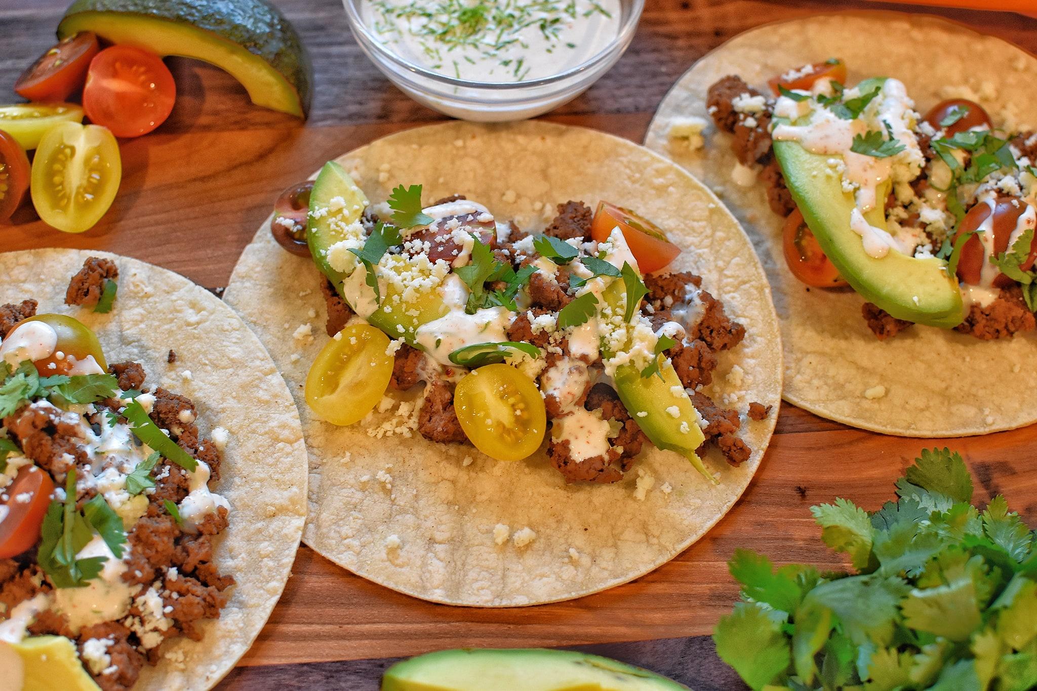 summer ground beef tacos with lemonade