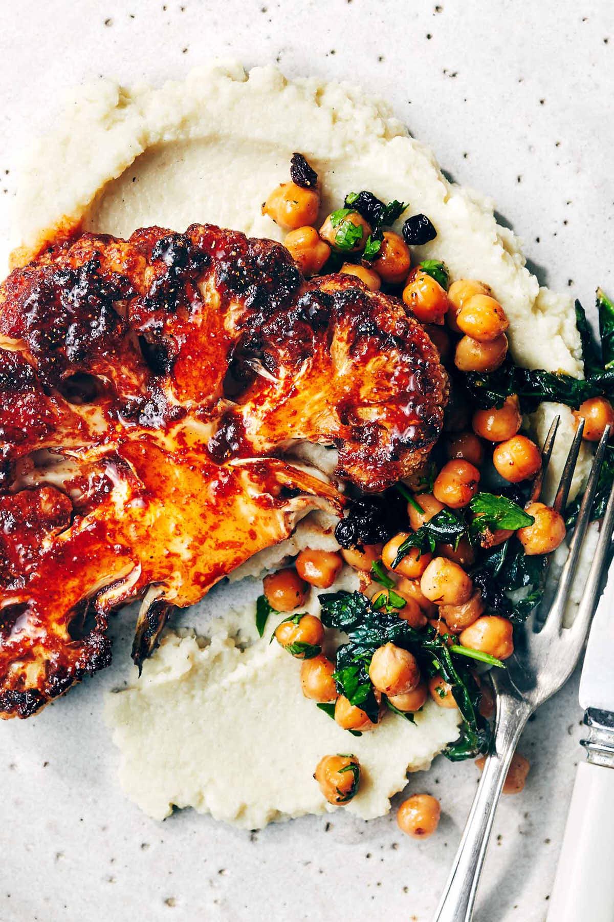 close up of spiced cauliflower steak