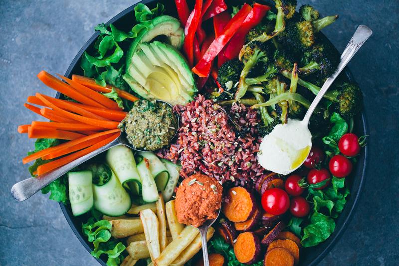 bowl of colorful grated vegetables