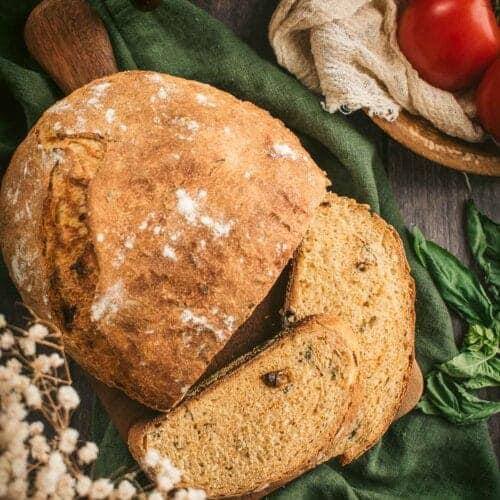 basil infused summer bake on a rustic wooden table