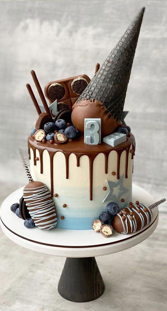 celebratory cake decorated for a boy's birthday
