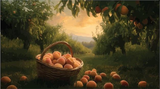 freshly picked nectarines in a basket