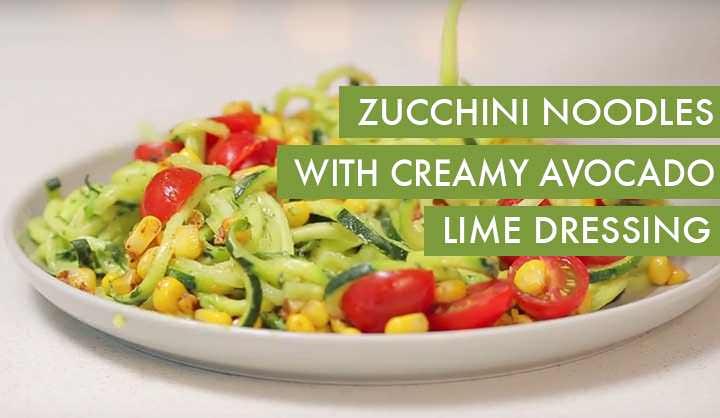 finished avocado lime zucchini noodles in a bowl