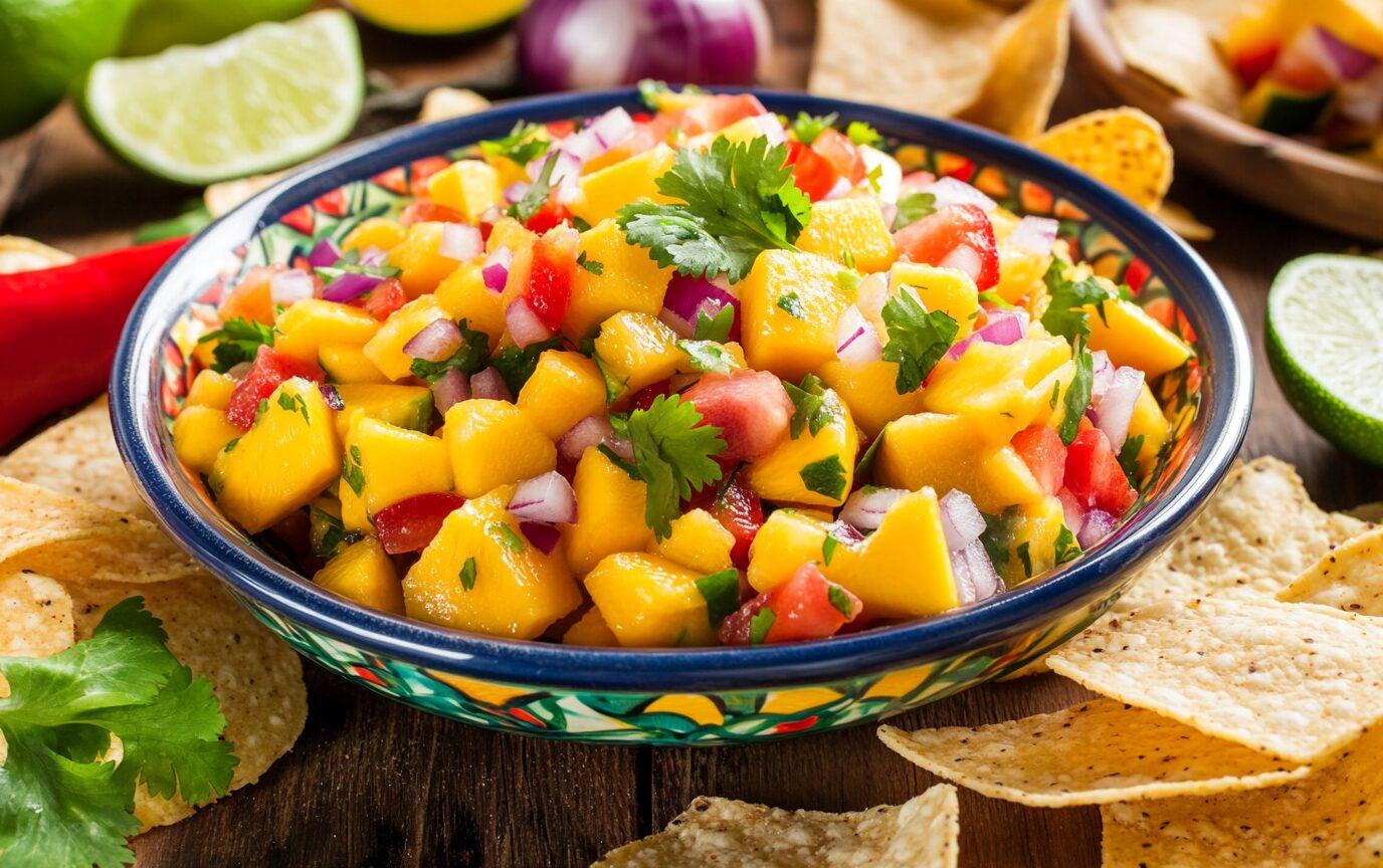 vibrant mango salsa with yuzu zest