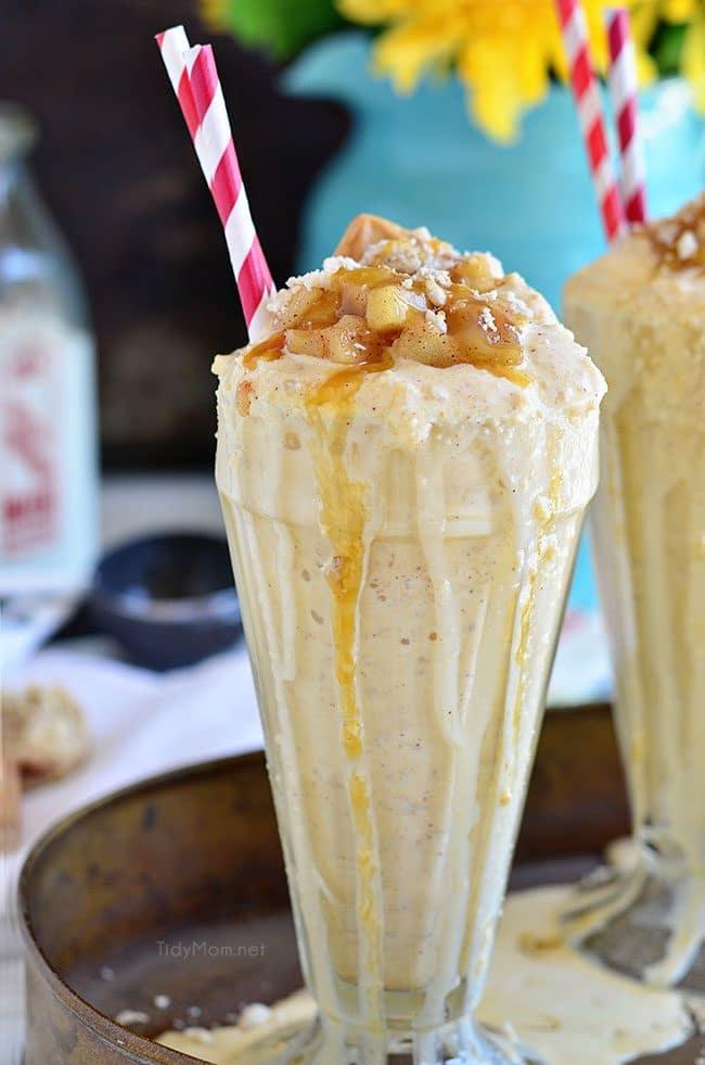 close-up of Spiced Apple Pie Milkshake in a glass