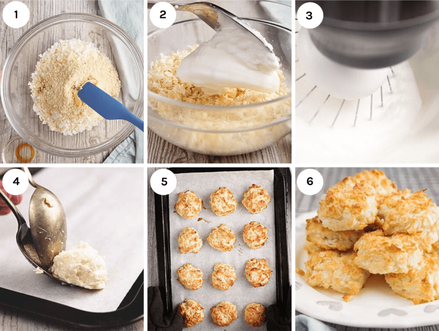 step by step process of making keto coconut macaroons