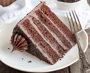 slice of truffle mushroom chocolate cake on a plate