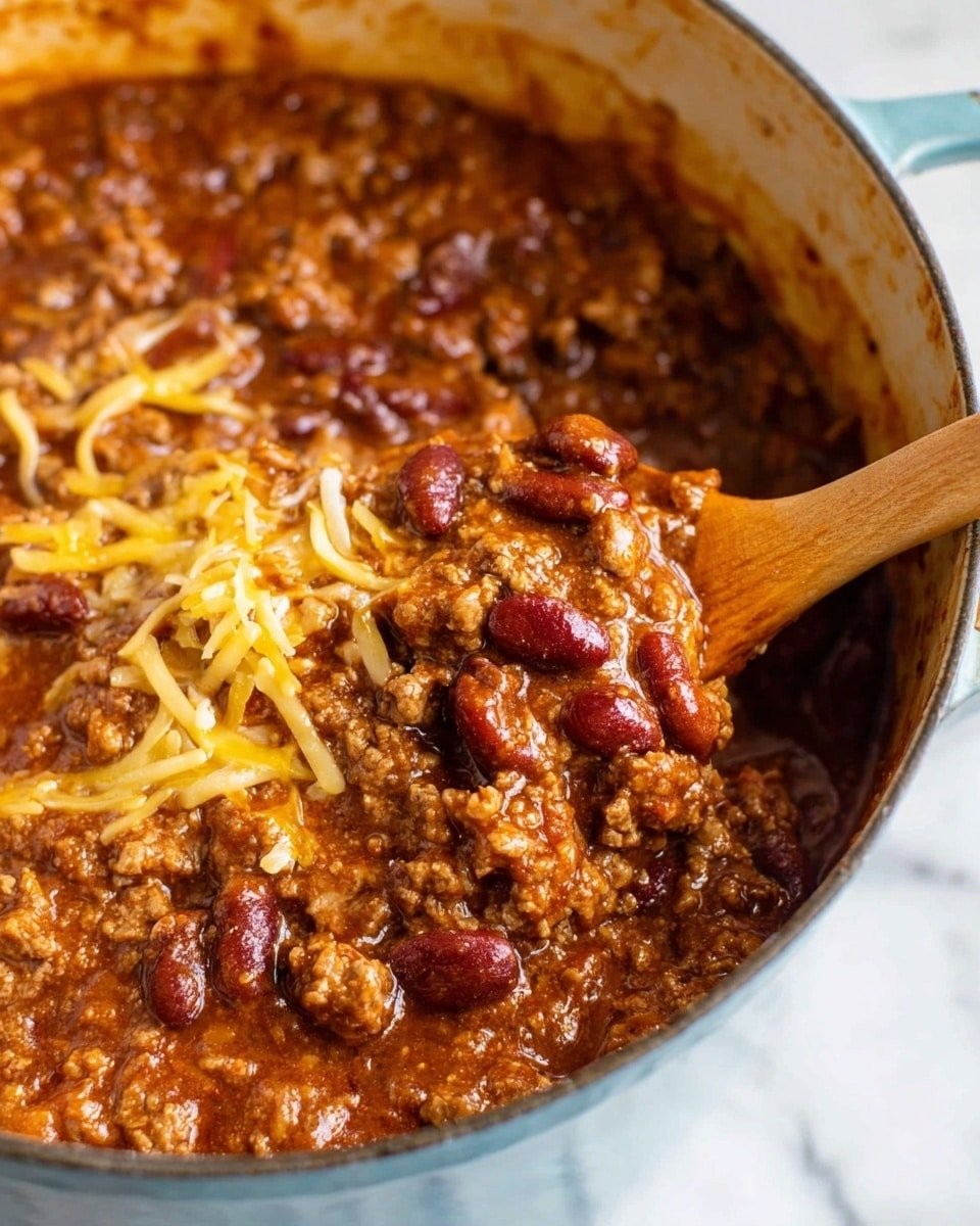 Pioneer Woman style chili in a dutch oven