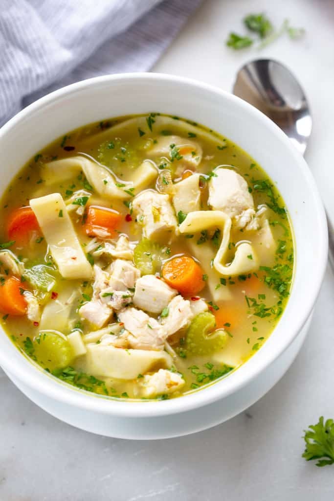 bowl of homemade chicken noodle soup