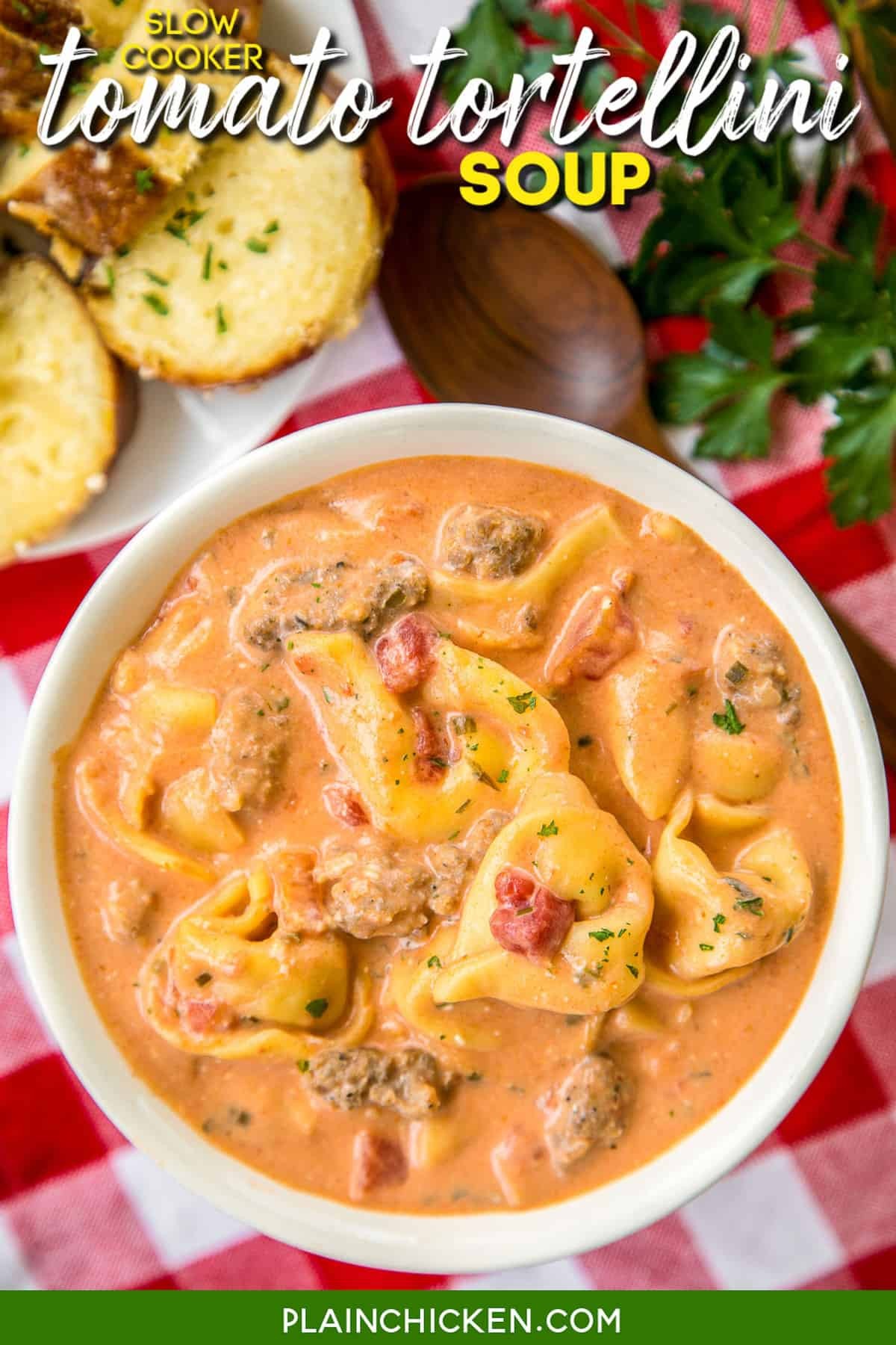 creamy tomato tortellini soup in crockpot