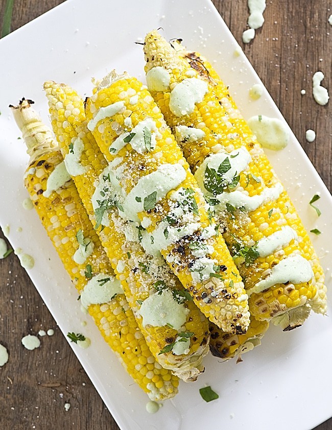 grilled corn on the cob with chipotle lime crema
